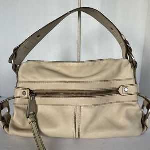 Fifty-four by Fossil beige leather shoulder bag